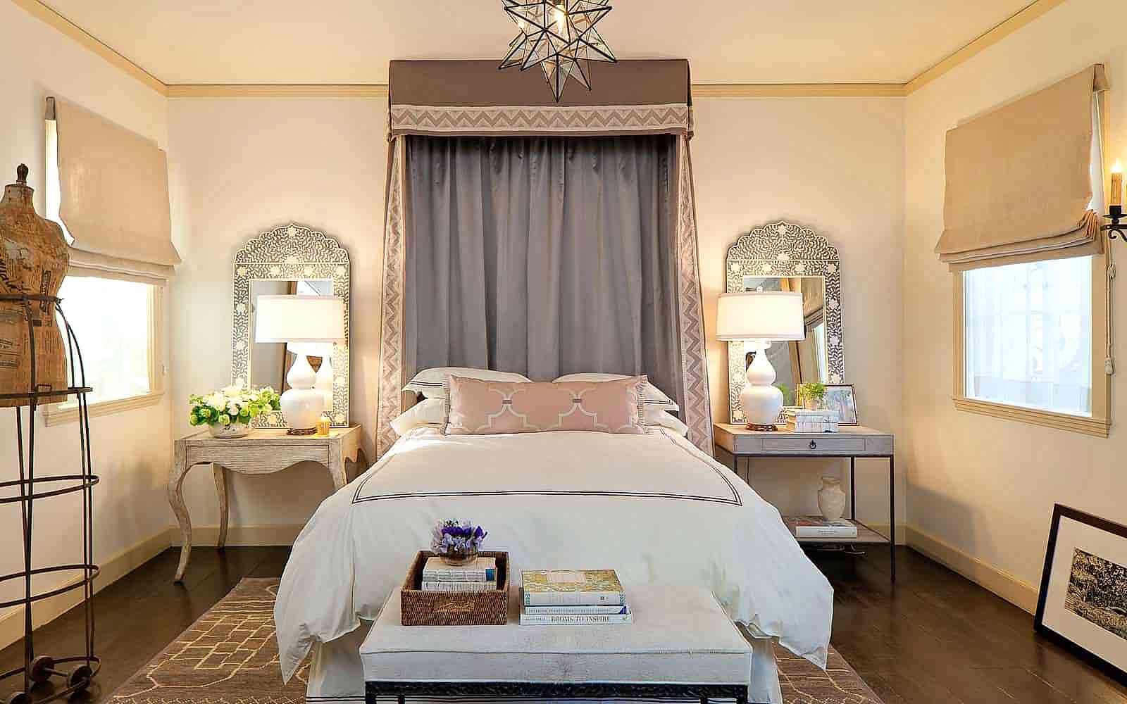 Sausalito, chic interior design of bedroom by award winning designer.