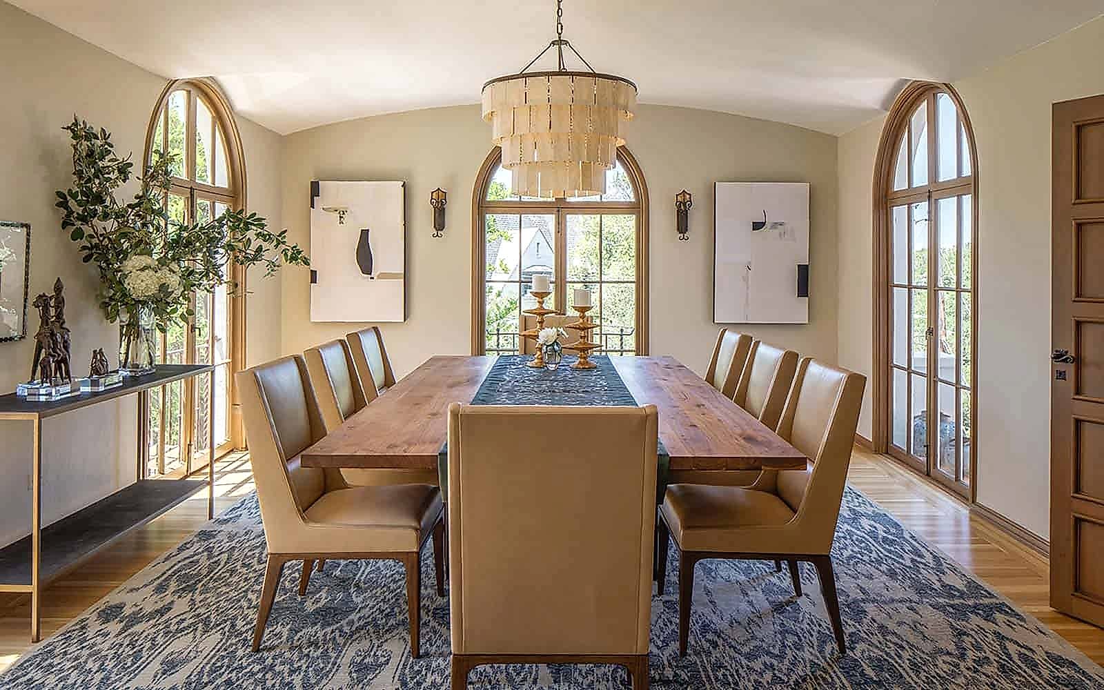 Spanish mediterranean chic interior design dining room, Palo Alto interior designer.