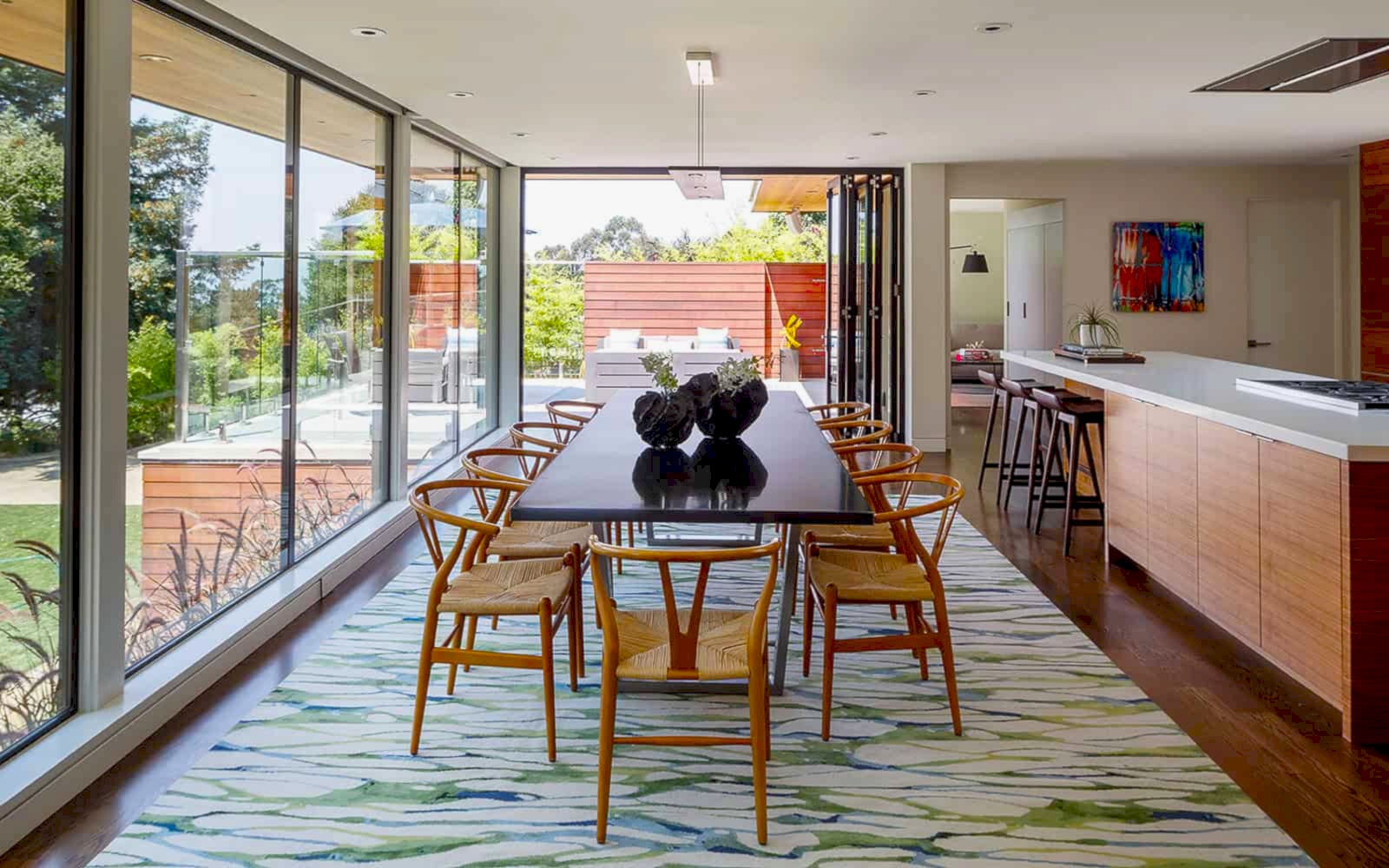 Oakland Hills interior design and colors in modern dining room.
